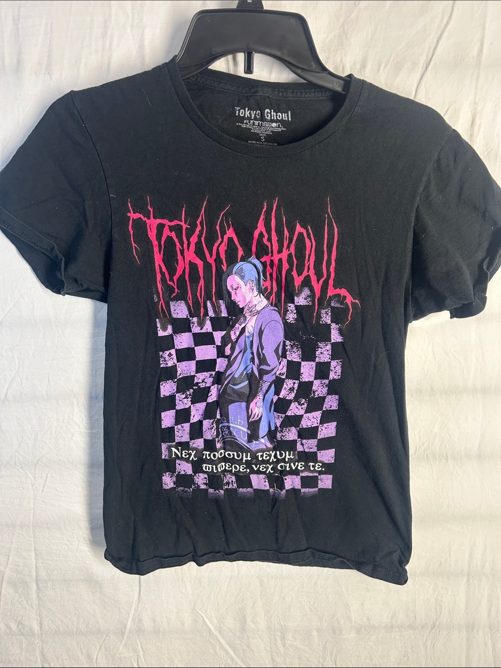 Tokyo Ghoul Black Short Sleeve Tee with Pink & Purple Graphic